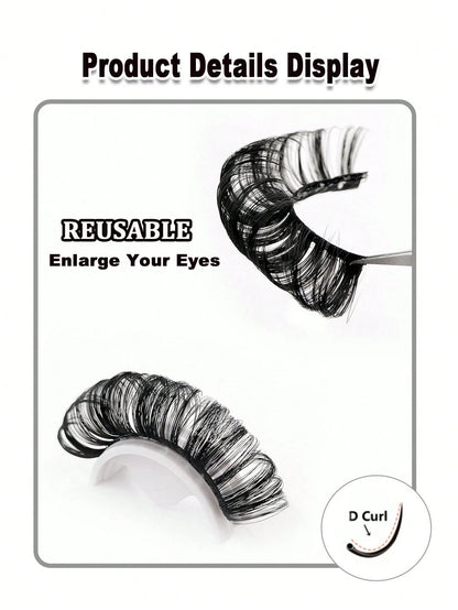 Sibeuna 7 Pairs 25mm Volume Eyelashes Long-Lasting Thick D Curl Eyelashes Fluffy Dramatic For Costume Party Lashes