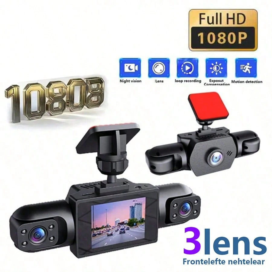 SIDAKEYE Driving Recorder, 360 ° Panoramic 4 Lens Setup, 3.16-Inch IPS Display Screen, 1080P Front And 720P Left/Right Cameras, All-Round Monitoring Camera Coverage, Reverse Camera, High-Definition Ni
