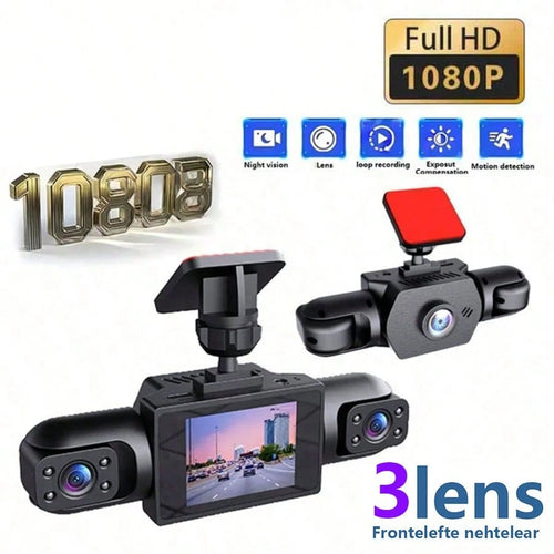 SIDAKEYE Driving Recorder, 360 ° Panoramic 4 Lens Setup, 3.16-Inch IPS Display Screen, 1080P Front And 720P Left/Right Cameras, All-Round Monitoring Camera Coverage, Reverse Camera, High-Definition Ni