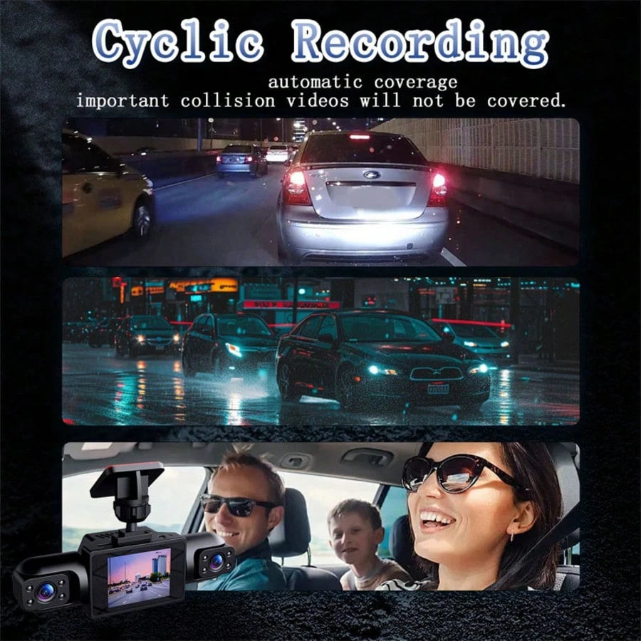 SIDAKEYE Driving Recorder, 360 ° Panoramic 4 Lens Setup, 3.16-Inch IPS Display Screen, 1080P Front And 720P Left/Right Cameras, All-Round Monitoring Camera Coverage, Reverse Camera, High-Definition Ni