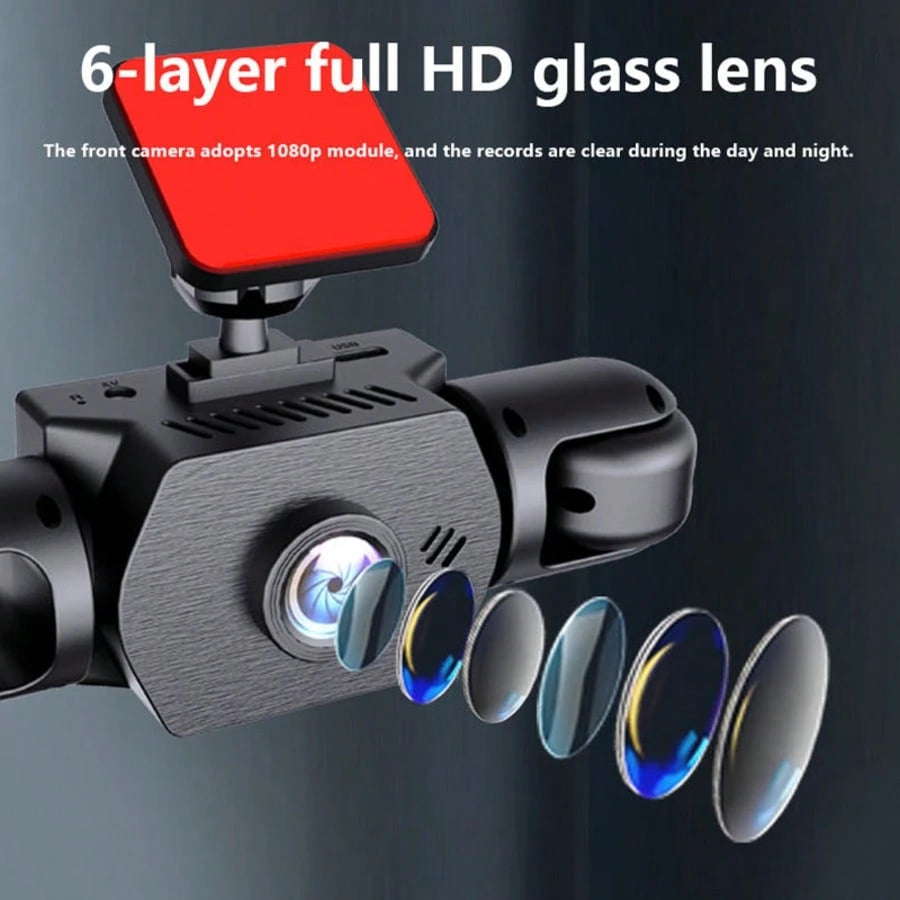 SIDAKEYE Driving Recorder, 360 ° Panoramic 4 Lens Setup, 3.16-Inch IPS Display Screen, 1080P Front And 720P Left/Right Cameras, All-Round Monitoring Camera Coverage, Reverse Camera, High-Definition Ni