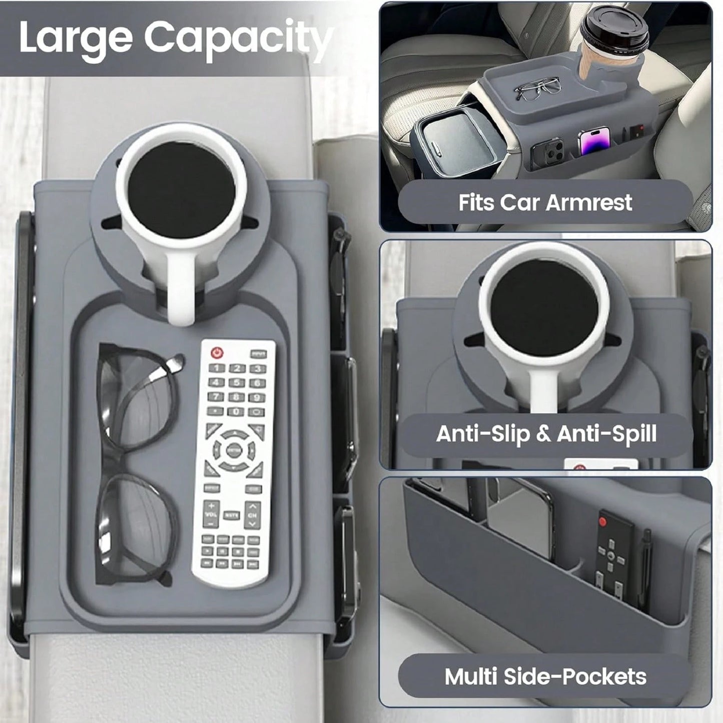 Silicone Couch Cup Holder With 4 Pocket, Multifunctional Drink Organizer, Dirt-Resistant And Anti-Slip Sofa Armrest Tray, Dual Sided Caddy, Foldable Sofa Storage Tablets, Mobile Phones, Remote Control