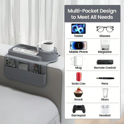 Silicone Couch Cup Holder With 4 Pocket, Multifunctional Drink Organizer, Dirt-Resistant And Anti-Slip Sofa Armrest Tray, Dual Sided Caddy, Foldable Sofa Storage Tablets, Mobile Phones, Remote Control
