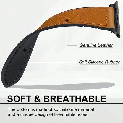 Silicone Leather Watch Band, Compatible With Apple Watch 1/2/3/4/5/6/7/8/9/10/SE/Ultra Series, Magnetic Quick Release, Sweat-Proof Breathable, Business & Casual, Unisex