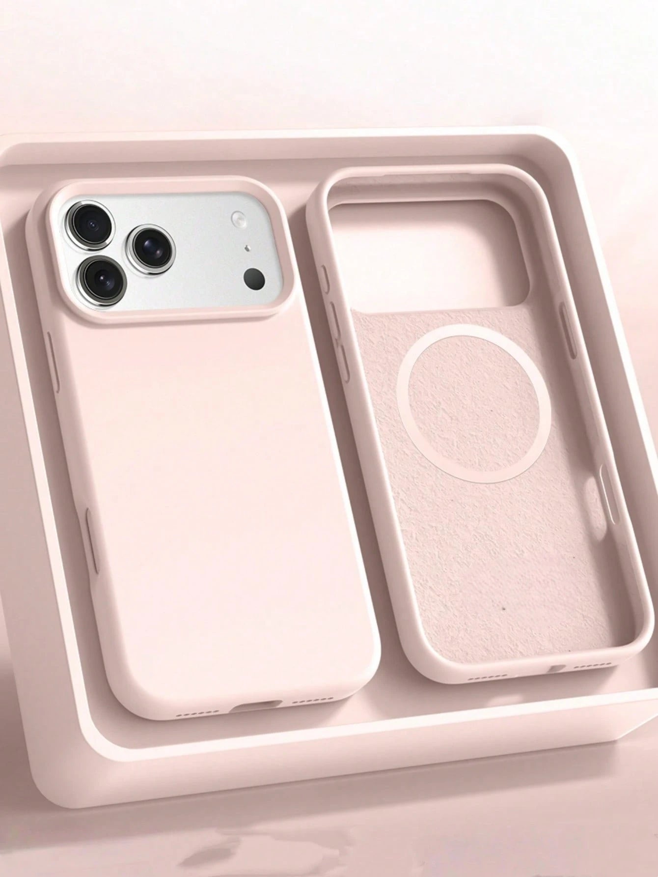 Silicone Minimalist Pink Magnetic Minimalist Pink Magnetic Liquid Silicone 1pc Minimalist Liquid Silicone Magnetic Wireless Charging Protective Case Compatible With 17 Air 16 14 13 12 15 Pro Max Plus