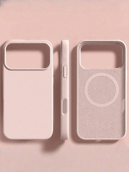 Silicone Minimalist Pink Magnetic Minimalist Pink Magnetic Liquid Silicone 1pc Minimalist Liquid Silicone Magnetic Wireless Charging Protective Case Compatible With 17 Air 16 14 13 12 15 Pro Max Plus