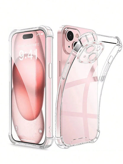 Silicone TPU Screen Protection Transparent Shockproof Phone Case With Corner Airbags Plain Material Basic Phone Cases Compatible With IPhone Galaxy TPU Protective Back Cover International Version Not