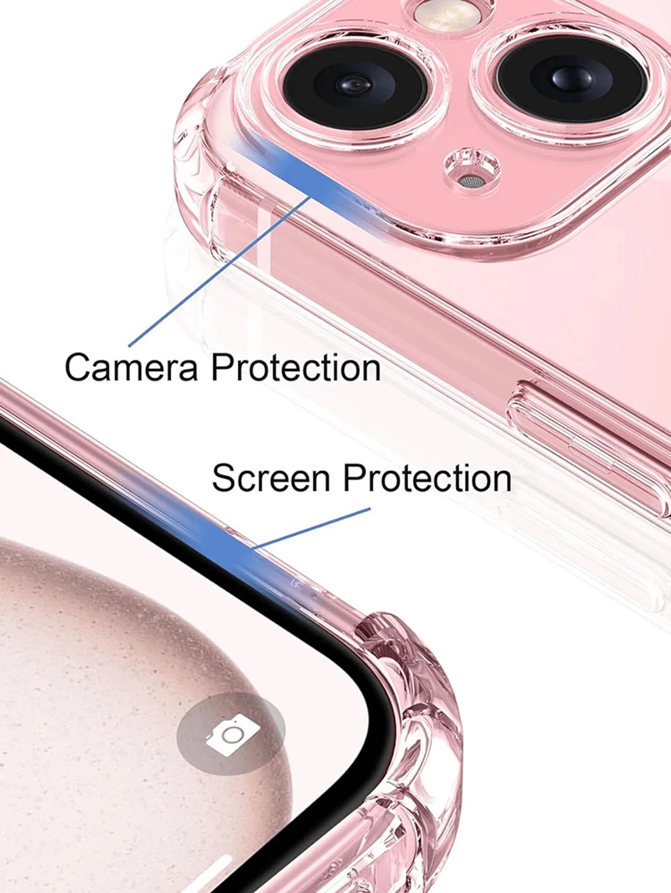 Silicone TPU Screen Protection Transparent Shockproof Phone Case With Corner Airbags Plain Material Basic Phone Cases Compatible With IPhone Galaxy TPU Protective Back Cover International Version Not