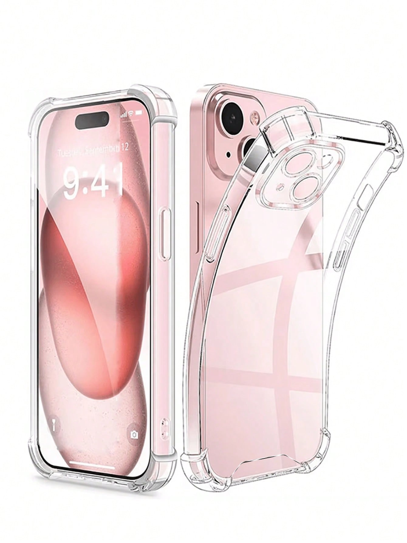 Silicone TPU Screen Protection Transparent Shockproof Phone Case With Corner Airbags Plain Material Basic Phone Cases Compatible With IPhone Galaxy TPU Protective Back Cover International Version Not