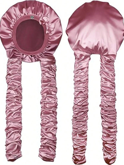 Silk-Like Satin Bonnet For Women – Long Sleep Cap With Bow, Hair Bonnet For Braids & Curls, Travel Essentials & Heatless Curls Tool.