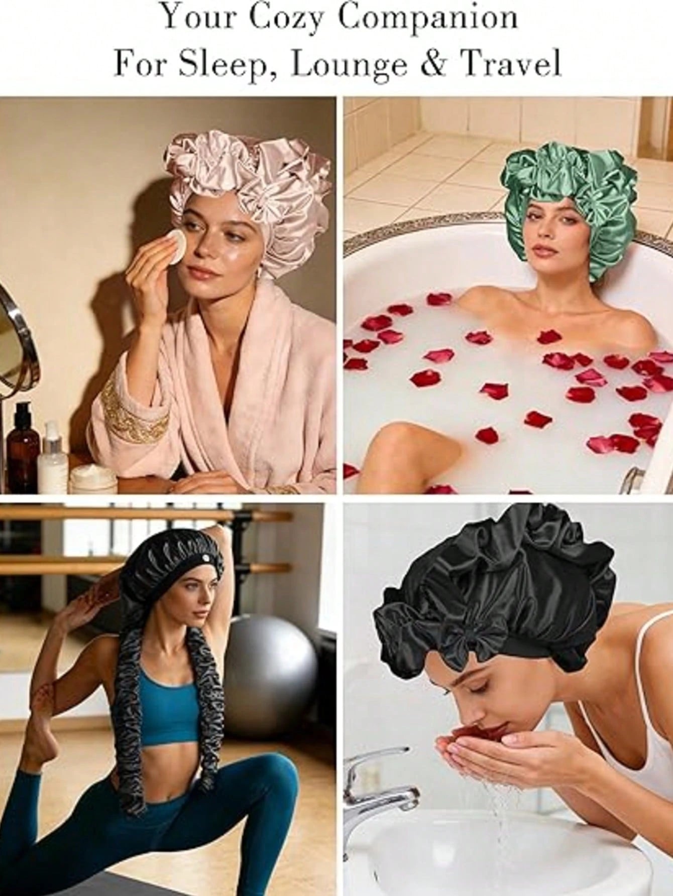 Silk-Like Satin Bonnet For Women – Long Sleep Cap With Bow, Hair Bonnet For Braids & Curls, Travel Essentials & Heatless Curls Tool.