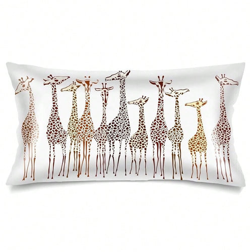 Silk Satin Pillowcase For Hair And Skin,Giraffe Long Pillow Cover FKing Size Pillowcases Envelope Closure,Wild Animals Africa Cute Cartoon Giraffes Pillow Covers For Sleeping,Bed,20\X40\