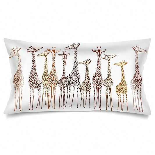Silk Satin Pillowcase For Hair And Skin,Giraffe Long Pillow Cover FKing Size Pillowcases Envelope Closure,Wild Animals Africa Cute Cartoon Giraffes Pillow Covers For Sleeping,Bed,20\X40\