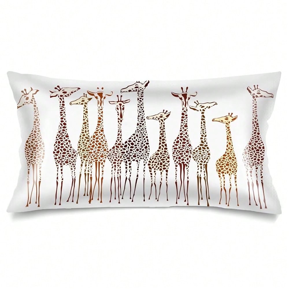 Silk Satin Pillowcase For Hair And Skin,Giraffe Long Pillow Cover FKing Size Pillowcases Envelope Closure,Wild Animals Africa Cute Cartoon Giraffes Pillow Covers For Sleeping,Bed,20\X40\