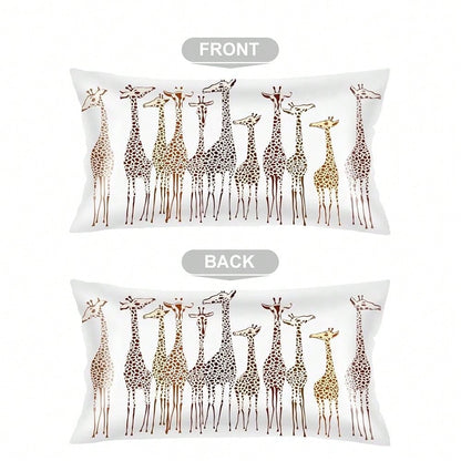 Silk Satin Pillowcase For Hair And Skin,Giraffe Long Pillow Cover FKing Size Pillowcases Envelope Closure,Wild Animals Africa Cute Cartoon Giraffes Pillow Covers For Sleeping,Bed,20\X40\