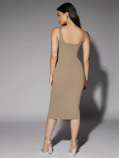 Silquee Low Back Solid Tank Dress,Summer Dresses For Women