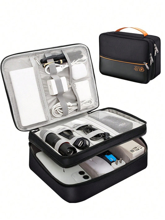 Simple Data Cable Zipper Bag, Portable Travel Organizer, Lightweight Storage Containercharger Case Office Must Haves Digital Bag Cable Camerabag Electronic Data Cable Organizer Storage Power Bank Cove
