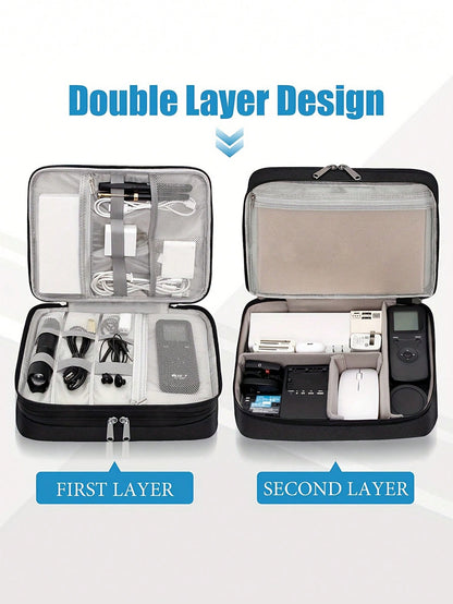 Simple Data Cable Zipper Bag, Portable Travel Organizer, Lightweight Storage Containercharger Case Office Must Haves Digital Bag Cable Camerabag Electronic Data Cable Organizer Storage Power Bank Cove