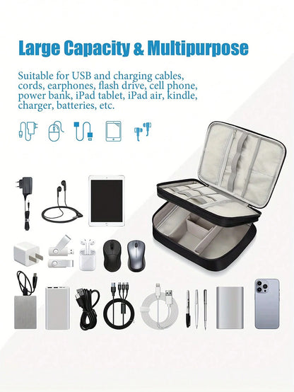 Simple Data Cable Zipper Bag, Portable Travel Organizer, Lightweight Storage Containercharger Case Office Must Haves Digital Bag Cable Camerabag Electronic Data Cable Organizer Storage Power Bank Cove