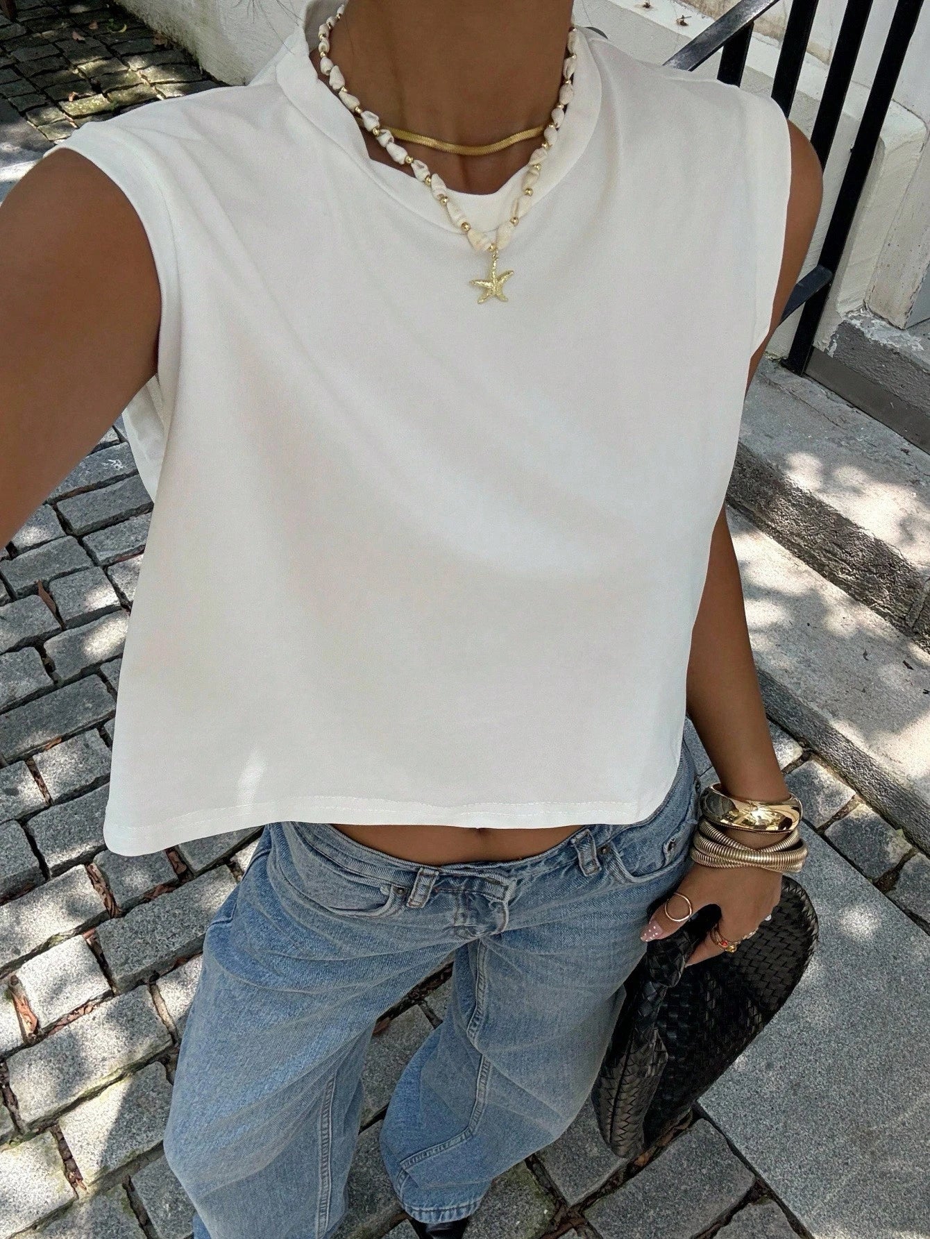 Siren Gaze Solid Tank Top White Summer Casual White