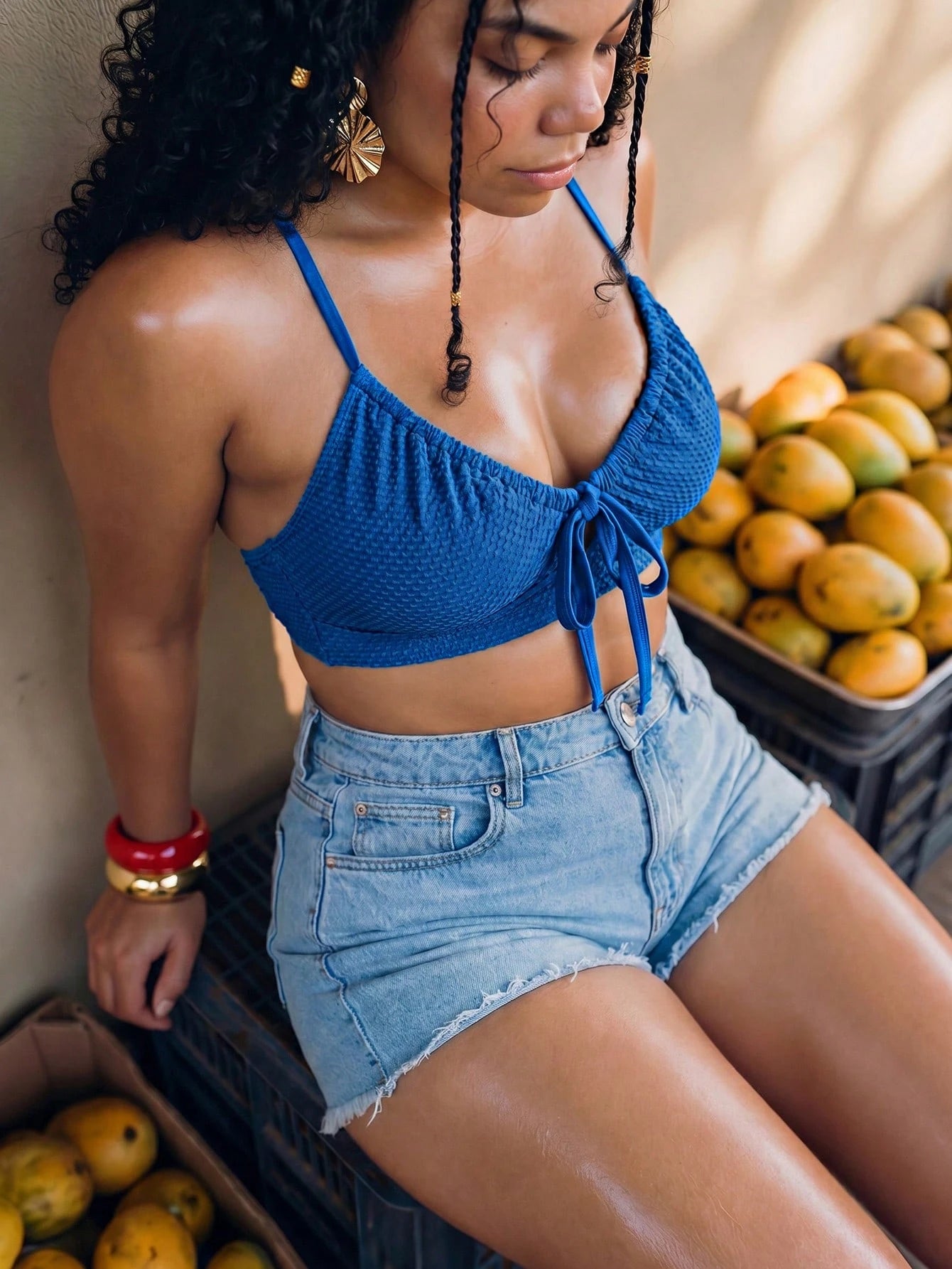 Slaydiva 2026 New Summer V-Neck Drawstring Tie-Front Swim Top| Beach Vacation Swimwear Plus Size Swim Top