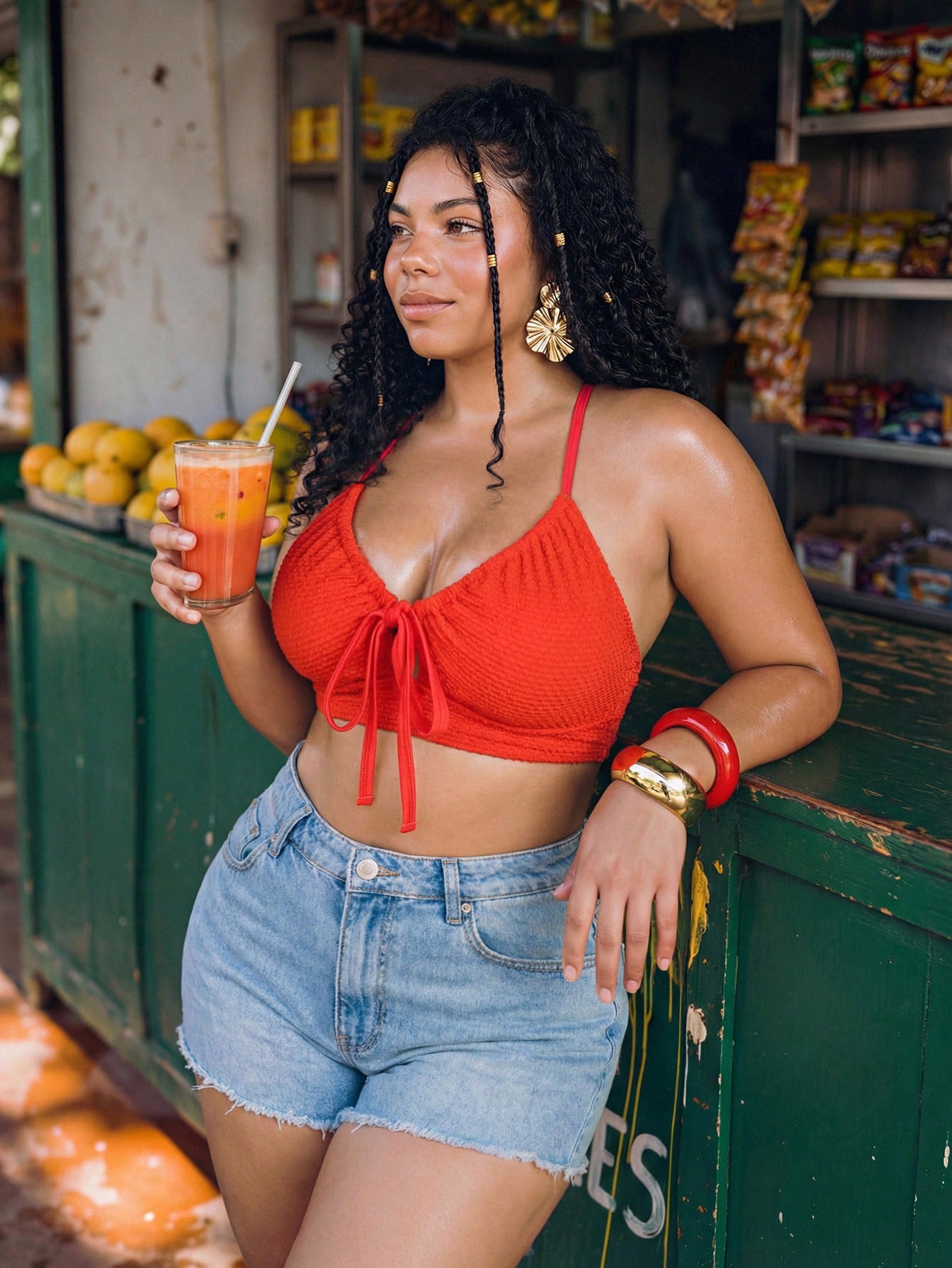 Slaydiva 2026 New Summer V-Neck Drawstring Tie-Front Swim Top| Beach Vacation Swimwear Plus Size Swim Top