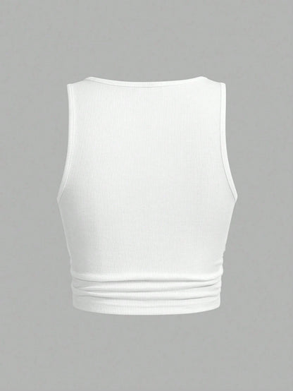 Slaydiva Casual Formal Versatile Plus Size Tank Top, Minimalist Design Suitable For Summer, 95 Cotton, Soft And Comfortable Fabric White Evening