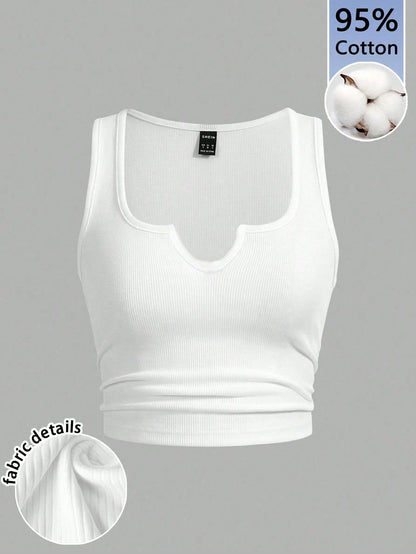 Slaydiva Casual Formal Versatile Plus Size Tank Top, Minimalist Design Suitable For Summer, 95 Cotton, Soft And Comfortable Fabric White Evening
