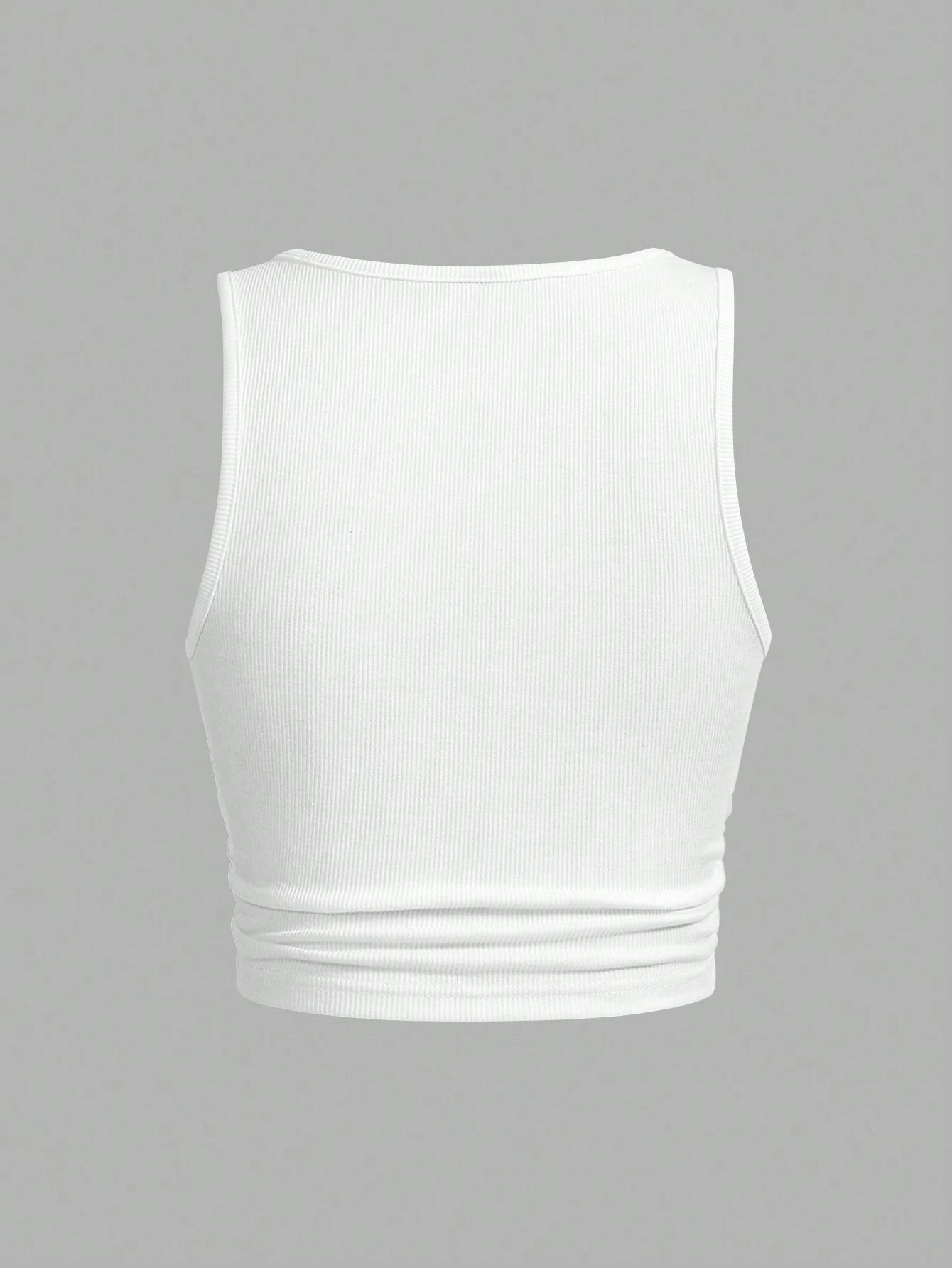 Slaydiva Plus Size Solid Color Notch Neck Fitted Tank Top, Casual Minimalist Suitable For Summer