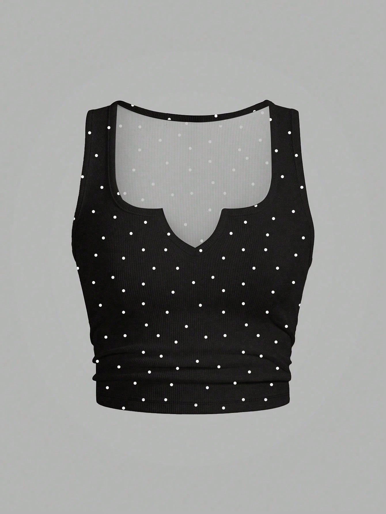 Slaydiva Plus Size Solid Color Notch Neck Fitted Tank Top, Casual Minimalist Suitable For Summer