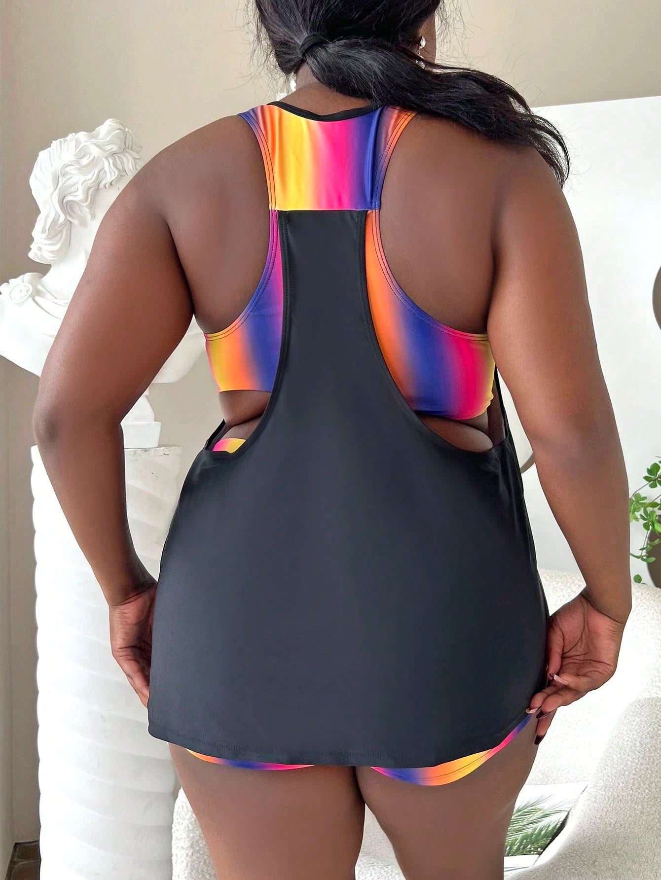 Slaydiva Summer Beach Plus Size Letter Graphic Tankini