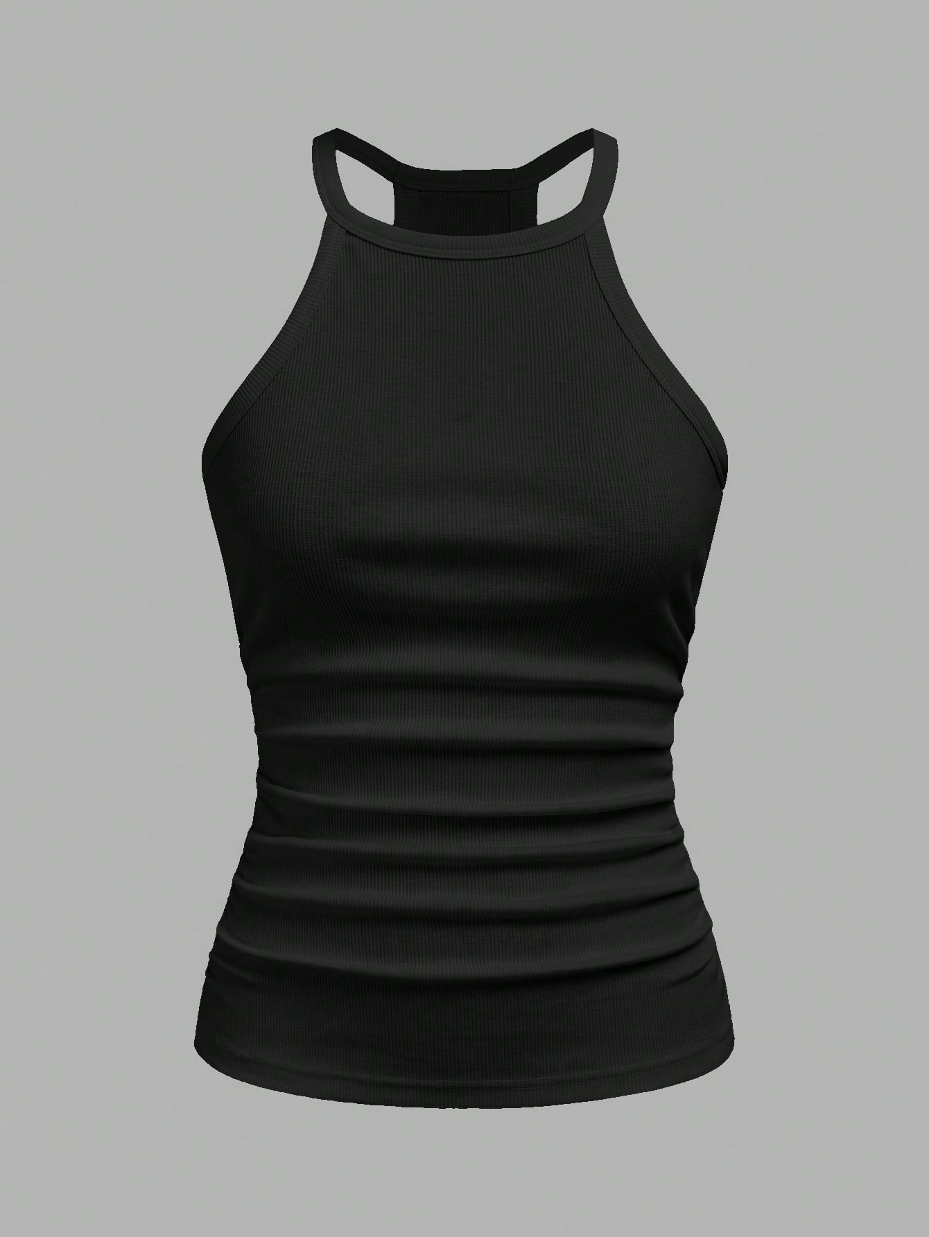 Slaydiva Women's Black Summer Basic Ribbed Tank Top,Casual Crew Neck Racer Back Off-Shoulder Vest For Night Out,Parties,Sports & Yoga,Boho Beach Outfits