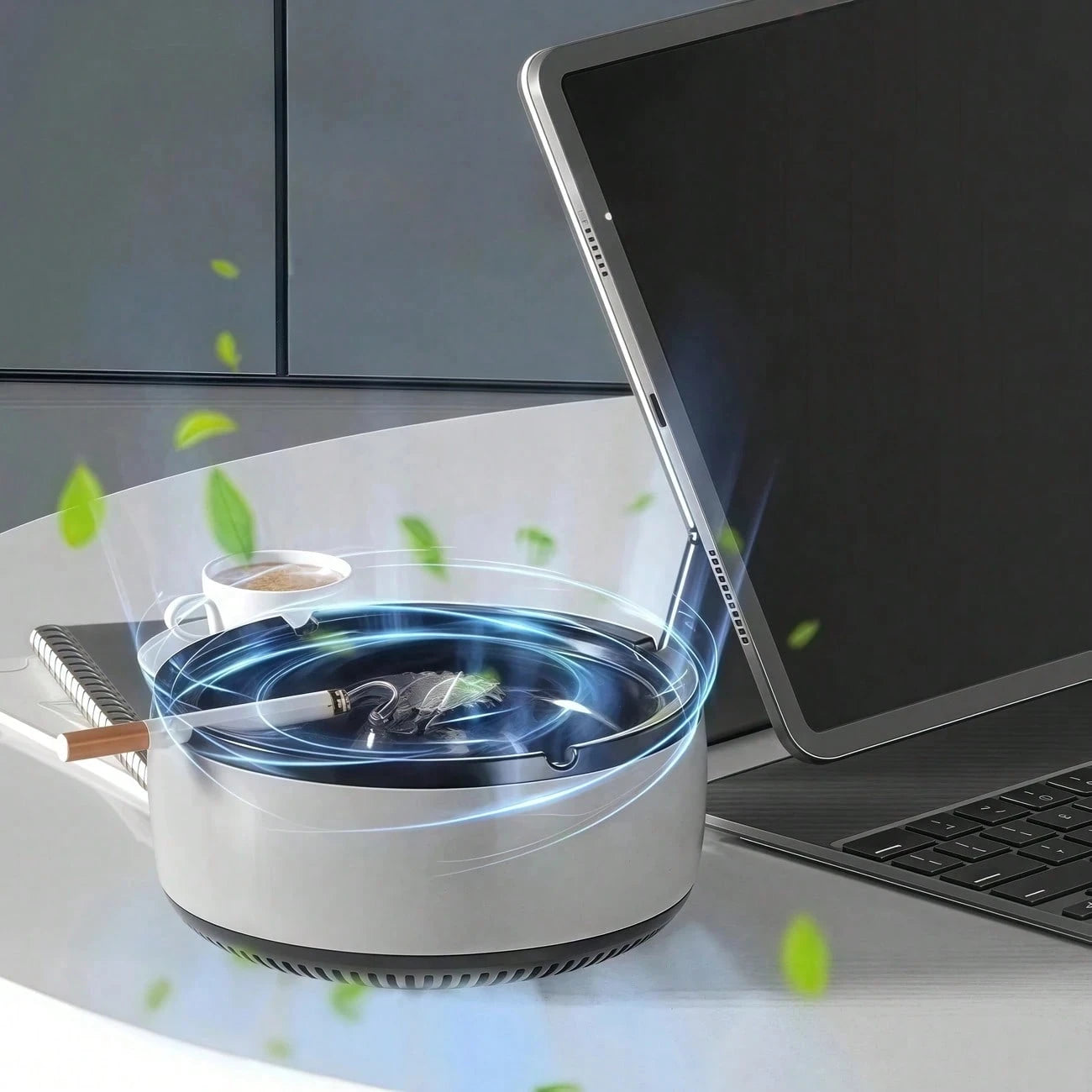 Smart Ashtray Self Extinguishing, 2 In 1 Ashtray With Filter Multifunctional Smokeless Ashtray For Home Car Office