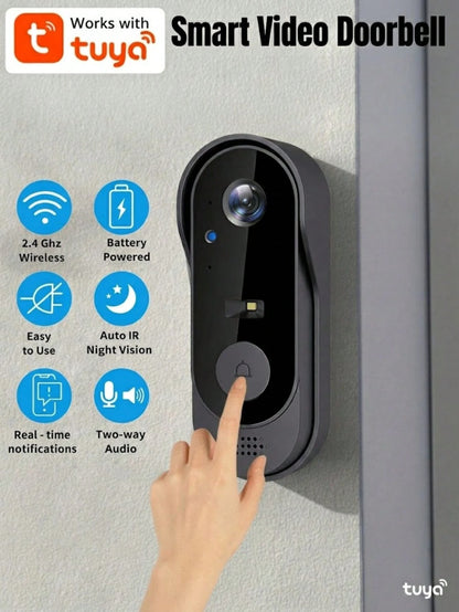 Smart Wireless Video Doorbell Camera, Supports Night Vision, Real-Time Alerts, Voice Changer, Photo/Video Capture, And Two-Way Audio