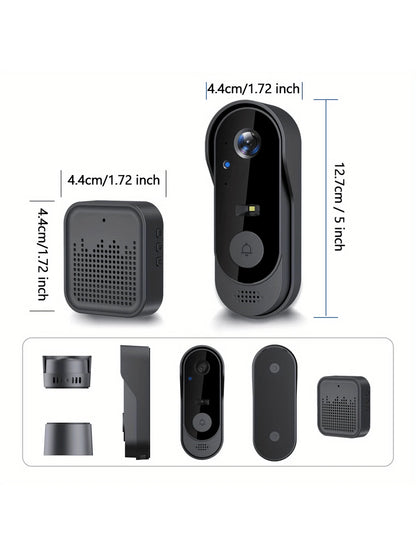 Smart Wireless Video Doorbell Camera, Supports Night Vision, Real-Time Alerts, Voice Changer, Photo/Video Capture, And Two-Way Audio