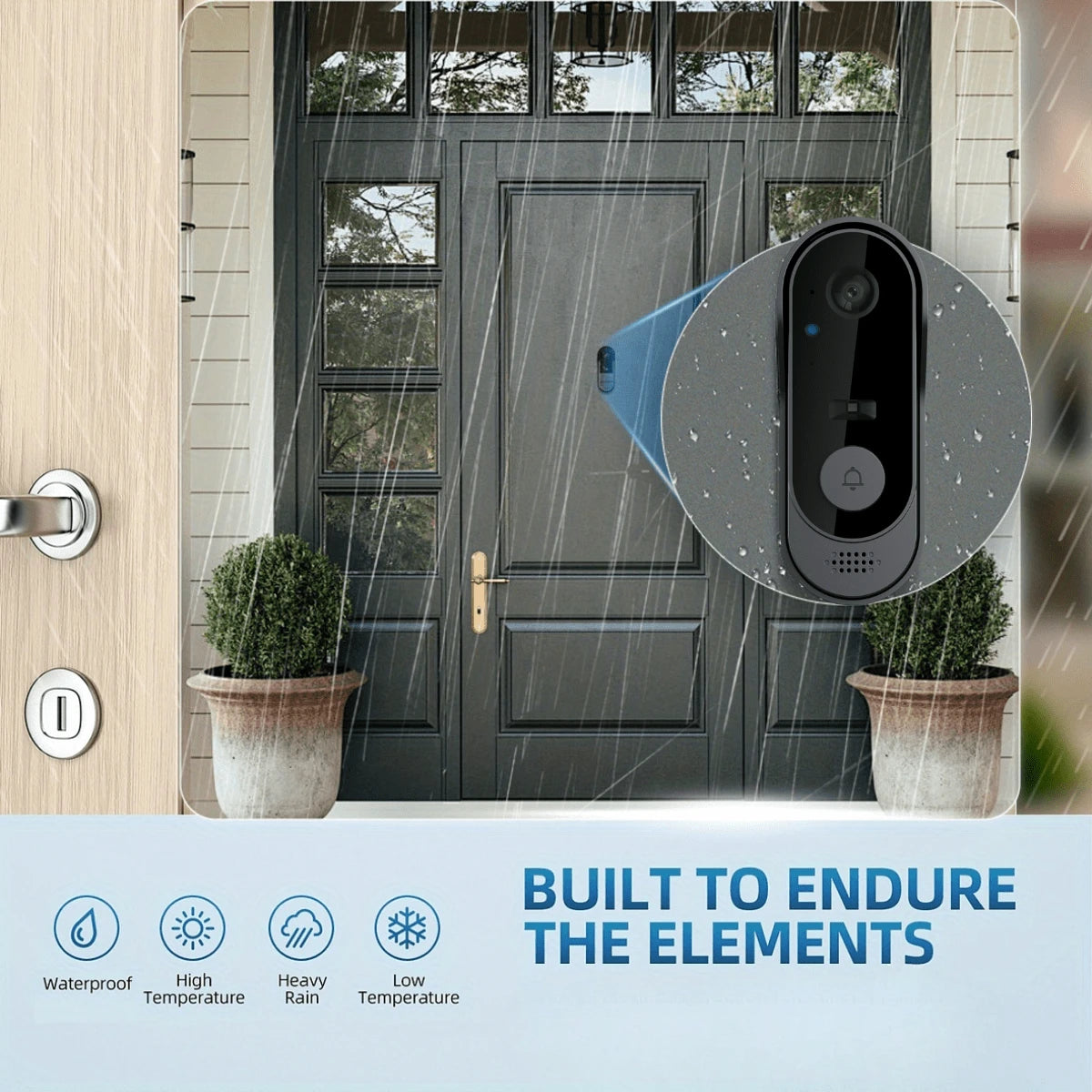 Smart Wireless Video Doorbell Camera, Supports Night Vision, Real-Time Alerts, Voice Changer, Photo/Video Capture, And Two-Way Audio