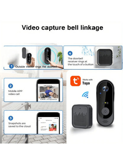 Smart Wireless Video Doorbell Camera, Supports Night Vision, Real-Time Alerts, Voice Changer, Photo/Video Capture, And Two-Way Audio