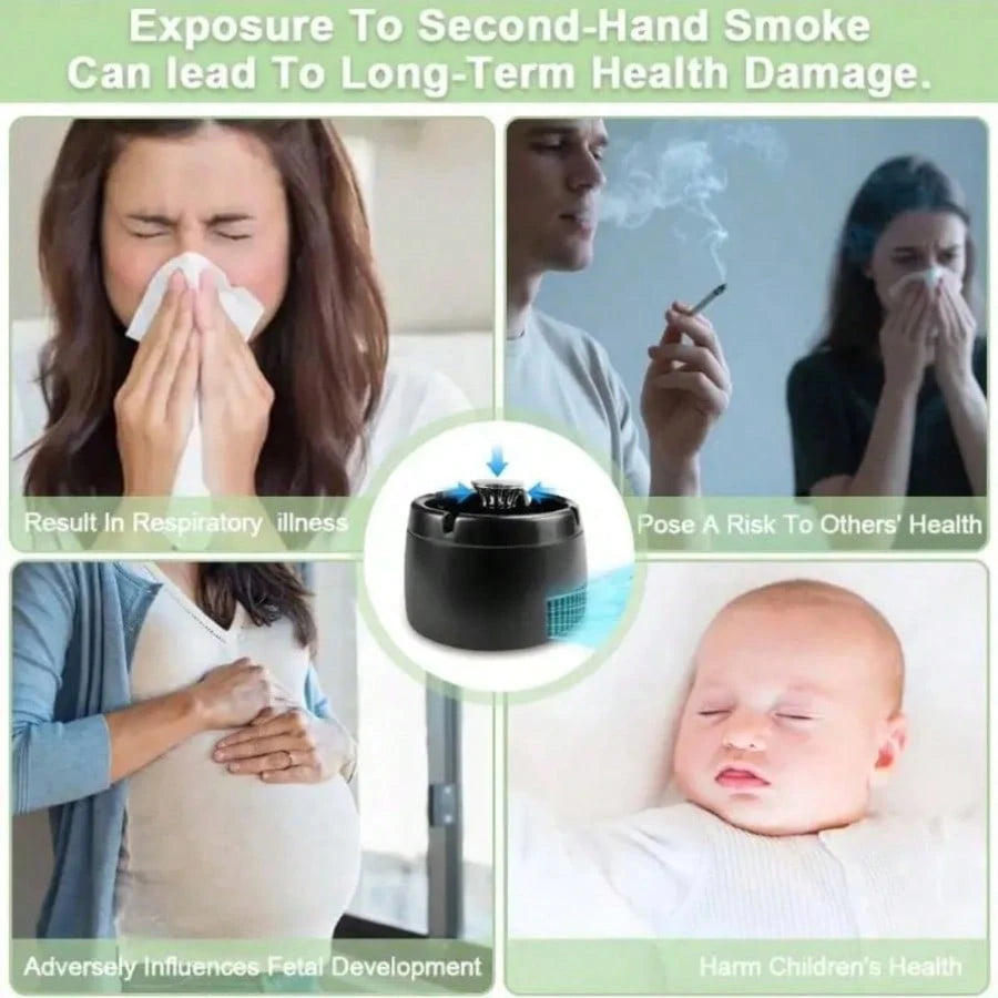 Smokeless Ashtray Indoor, Smoke Removing Ashtray For Home, Office, Car, Indoor And Outdoor