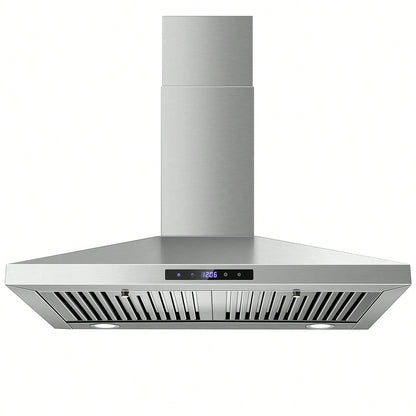 SNDOAS Range Hood 30 Inches,Stainless Steel Wall Mount Range Hood,Vent Hood 30 Inch W/Touch Control,Ducted/Ductless Convertible,Chimney-Style Over Stove Vent Hood,Kitchen Hood,Baffle Filters