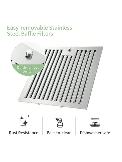 SNDOAS Range Hood 30 Inches,Stainless Steel Wall Mount Range Hood,Vent Hood 30 Inch W/Touch Control,Ducted/Ductless Convertible,Chimney-Style Over Stove Vent Hood,Kitchen Hood,Baffle Filters