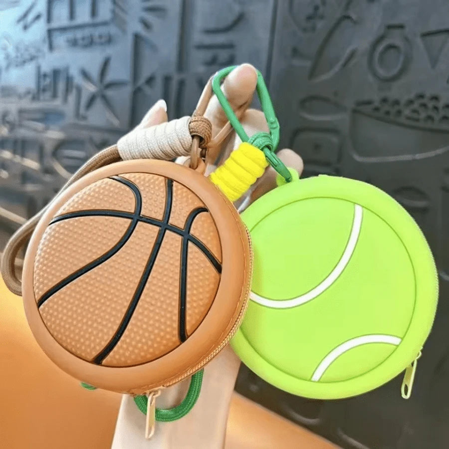 Soccer Sports Style Ball-Shaped Coin Purse, Basketball Earphone Storage Bag, Small Waterproof Storage Pouch, Personal Use