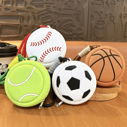 Soccer Sports Style Ball-Shaped Coin Purse, Basketball Earphone Storage Bag, Small Waterproof Storage Pouch, Personal Use