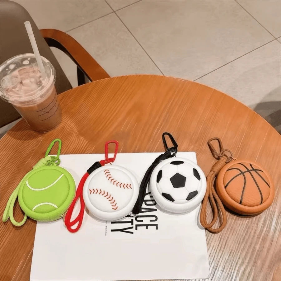 Soccer Sports Style Ball-Shaped Coin Purse, Basketball Earphone Storage Bag, Small Waterproof Storage Pouch, Personal Use