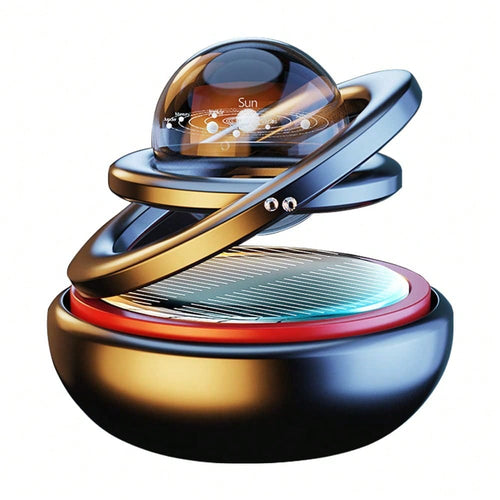 Solar Powered Car Air Freshener, Rotating Solar System Car Aromatherapy Diffuser Ornament, Dashboard Kinetic Decoration, Auto-Spinning Car Interior Scents