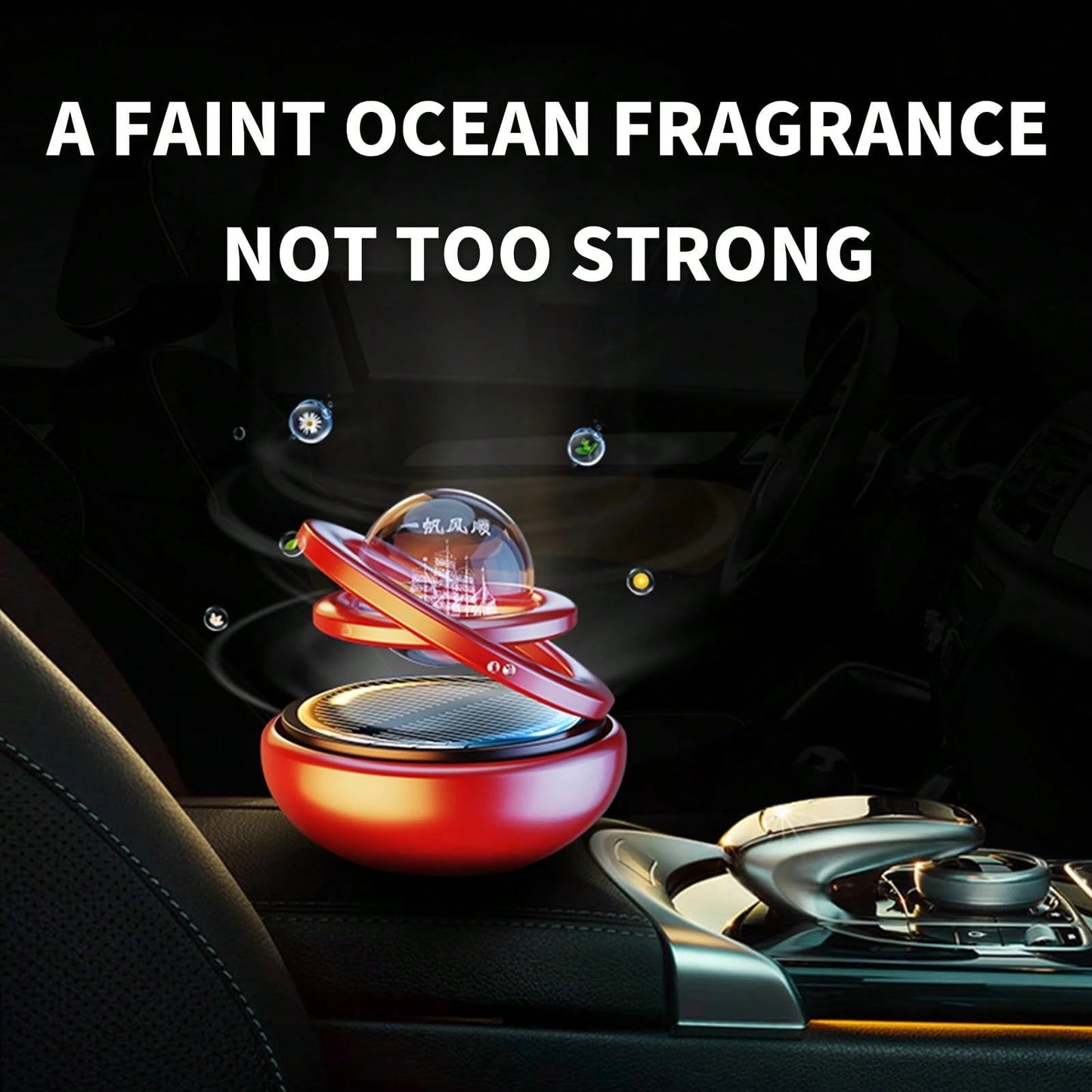 Solar Powered Car Air Freshener, Rotating Solar System Car Aromatherapy Diffuser Ornament, Dashboard Kinetic Decoration, Auto-Spinning Car Interior Scents