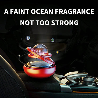 Solar Powered Car Air Freshener, Rotating Solar System Car Aromatherapy Diffuser Ornament, Dashboard Kinetic Decoration, Auto-Spinning Car Interior Scents