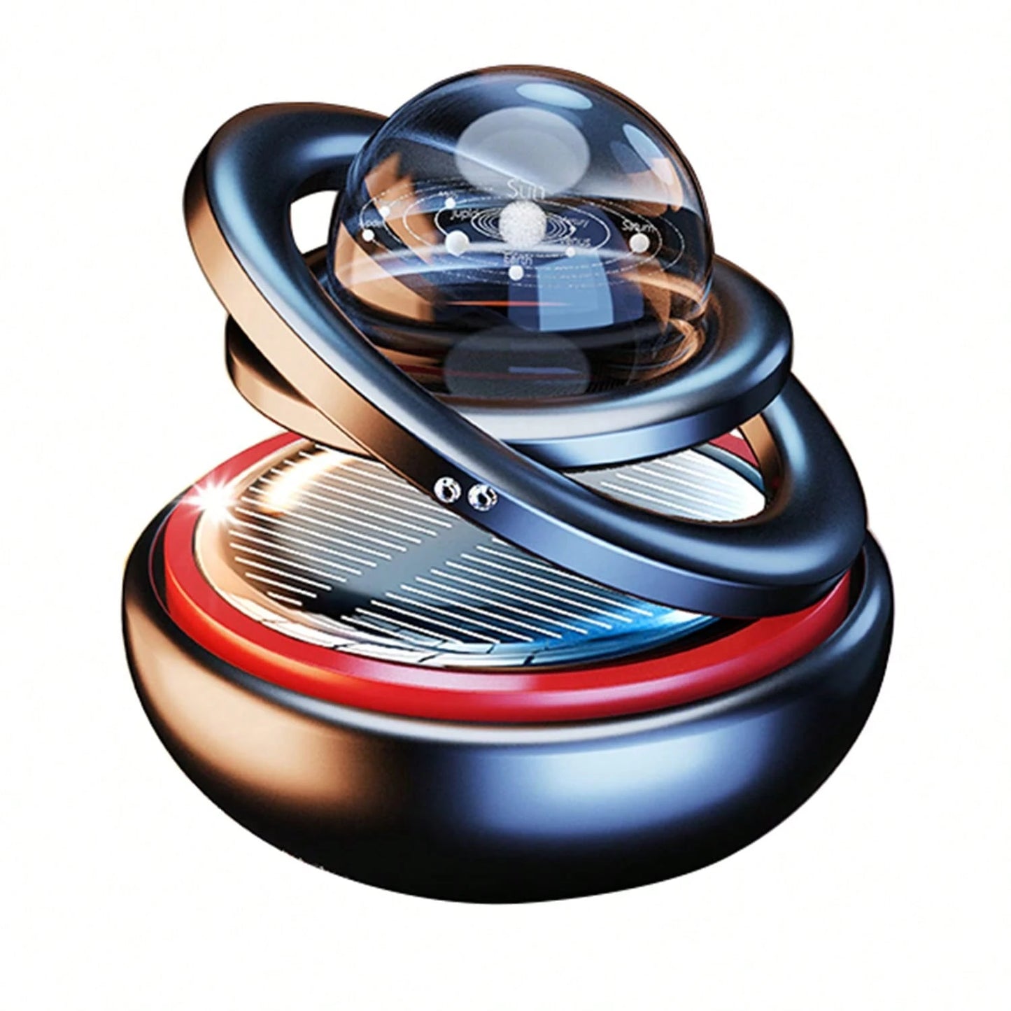 Solar Powered Car Air Freshener, Rotating Solar System Car Aromatherapy Diffuser Ornament, Dashboard Kinetic Decoration, Auto-Spinning Car Interior Scents