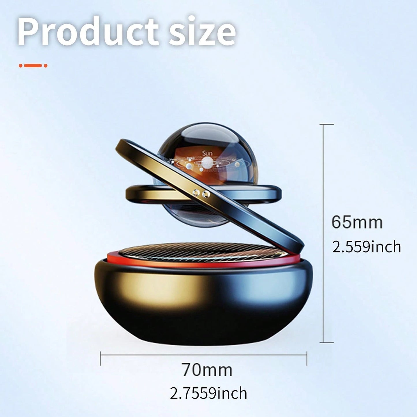 Solar Powered Car Air Freshener, Rotating Solar System Car Aromatherapy Diffuser Ornament, Dashboard Kinetic Decoration, Auto-Spinning Car Interior Scents