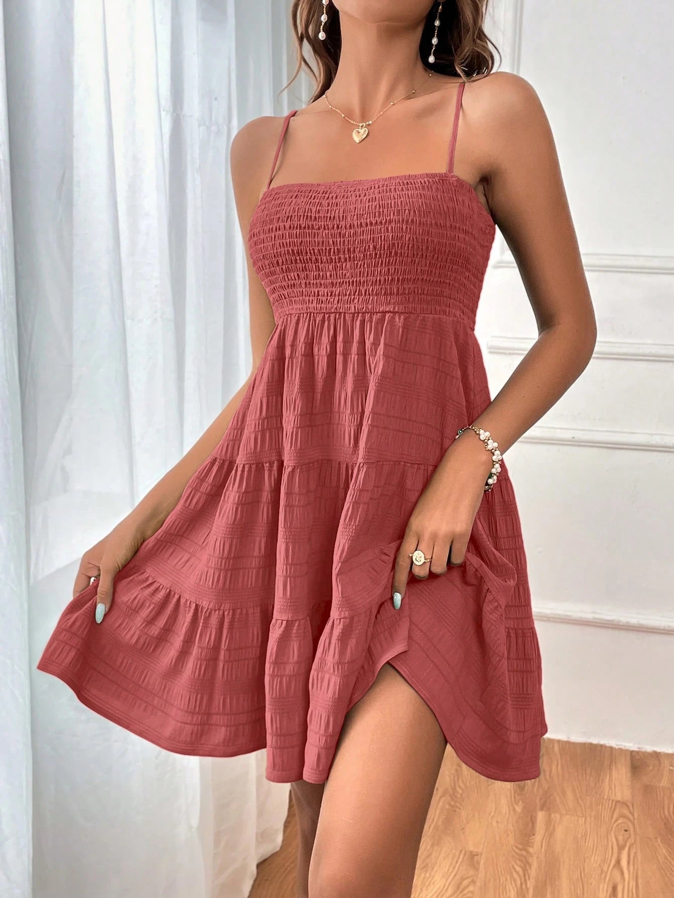 Soleia Casual Summer Halter Neck Dress With Ruffled Hem