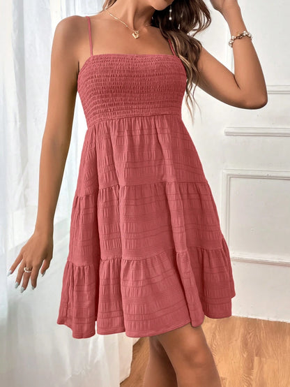 Soleia Casual Summer Halter Neck Dress With Ruffled Hem